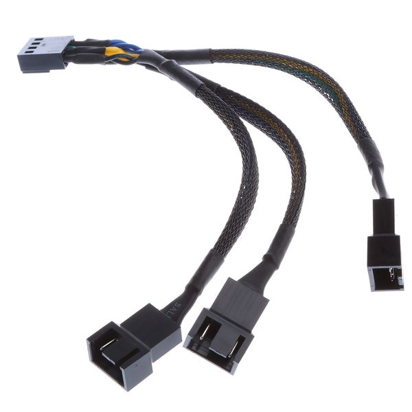

pwm 3/4 pin pwm fan to 3 ways y splitter power cable pc fan extension line