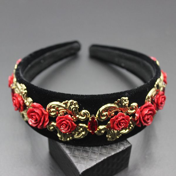 

new korea catwalk section baroque fashion hair accessories ceramic sun hair hoop hair ornaments 135, Golden;white