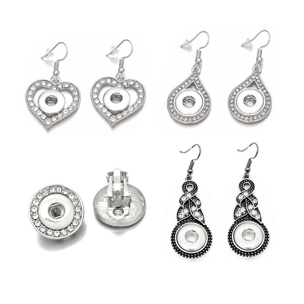 

flower 024 interchangeable fashion crystal rhinestones 12mm snap button earring for women ginger charms gift, Silver