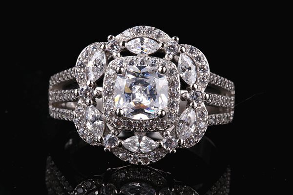 

women square zircon silver plated platinum ring horse eye full set marquis wedding party ring euramerican style act the role ofing is tasted, Golden;silver