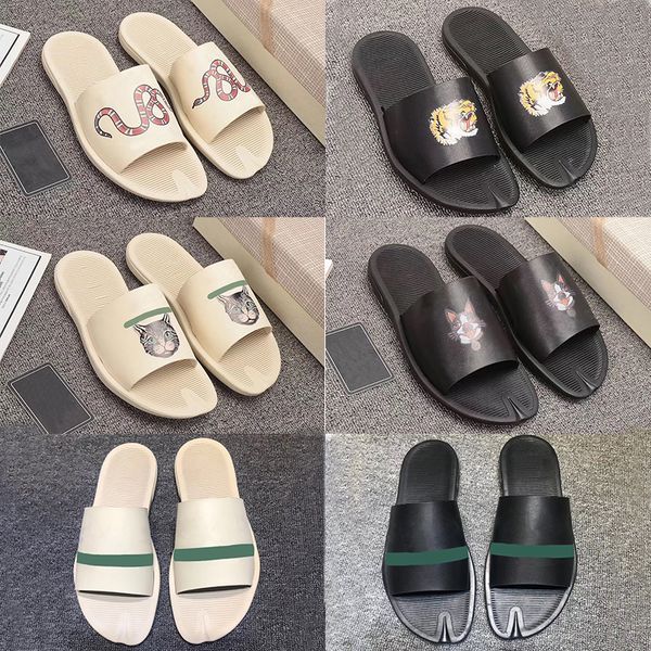 

черная белая мужчины женщина тапочка психоделических цветок горки тройной широкая плоские сандалии chaussures летнего пляж кожа резина трусы, Black