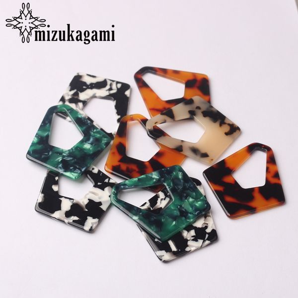 

charms for jewelry making acetic acid resin charms tortoiseshell geometric 44*50mm 6pcs/lot for diy accessories, Bronze;silver