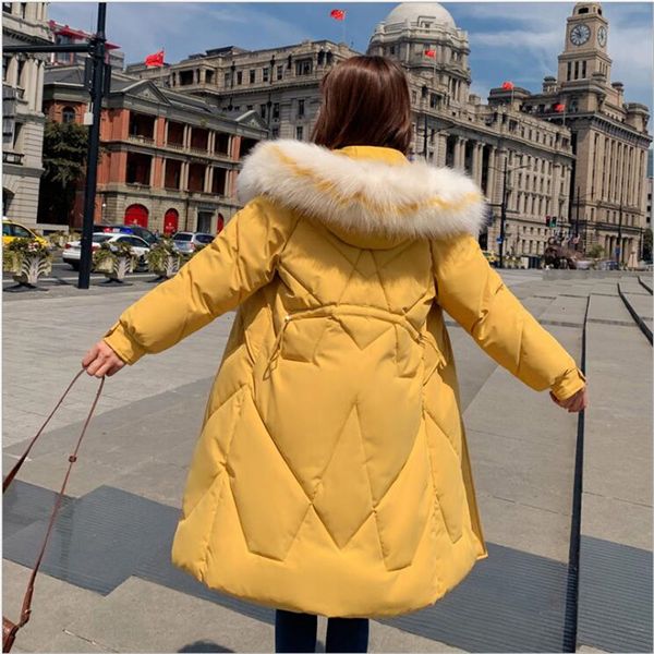 

winter parka women's coat 2019 new women elegant fashion fur coat hood thick warm long russian winter snow 242, Black