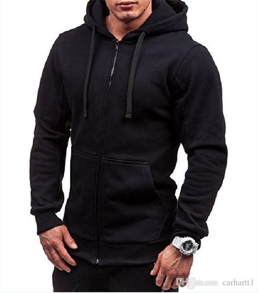 

mens конструктора вскользь толстовки моды с длинным рукавом пуловер с капюшоном на молнии solid color homme толстовка, Black