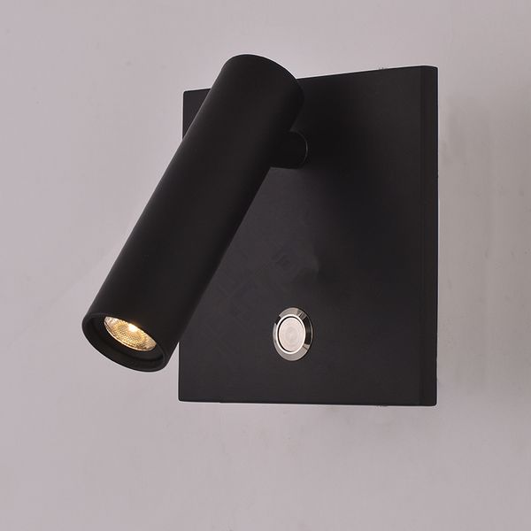 

ch l lamp sconce light 3w led switch on/off/dimming chrome/black head swivels 90deg. right/left/forward ac100-240v dc12v