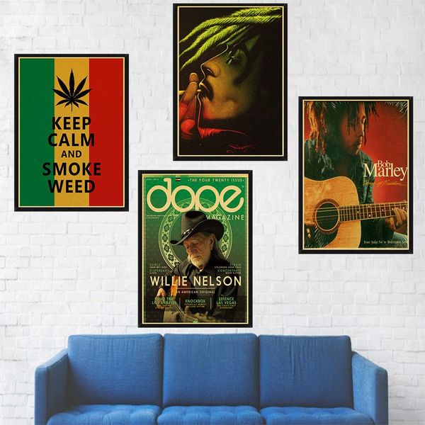 

retro poster bob marley reggae rock poster nostalgic old keep calm and smoke bar pub bedroom wall decorative