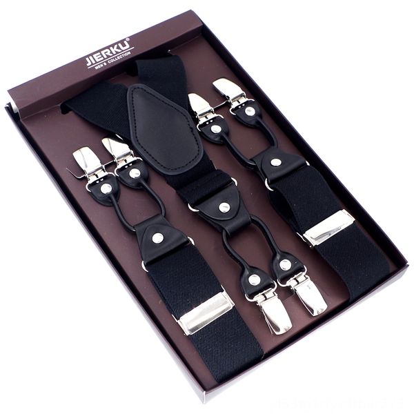 

fashion suspenders black leather 6 clips suspenders belts & accessories braces male vintage casual suspensorio trousers strap fatherhusband, Black;white