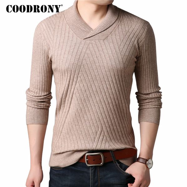 

coodrony cashmere sweater men clothing 2018 autumn winter thick warm wool sweaters casual crew neck pullover men turtleneck 8187, White;black