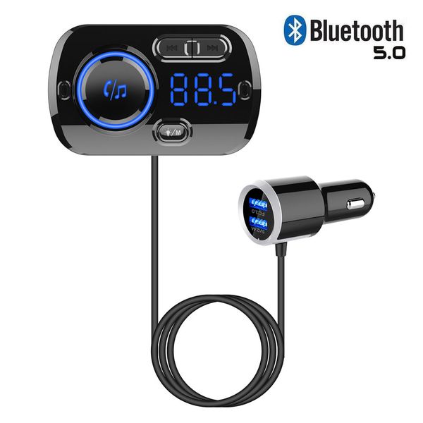

bluetooth 5.0 qc 3.0 smart fm transmitter colorful atmosphere lights car kit car charger mp3 player audio handscalling