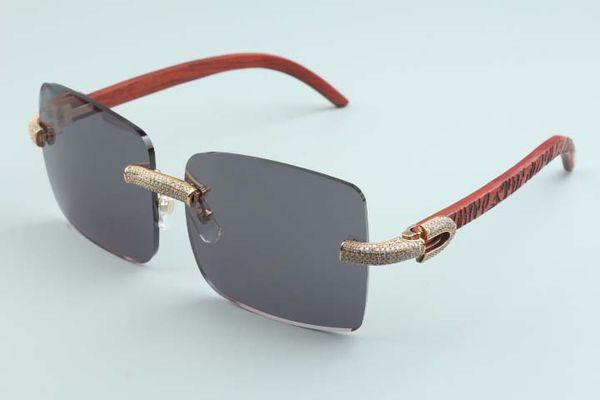 

large new sunglasses glasses t3524012-2d frame square diamond full direct luxury carved glasses frameless natural hand factory wooden sale, White;black