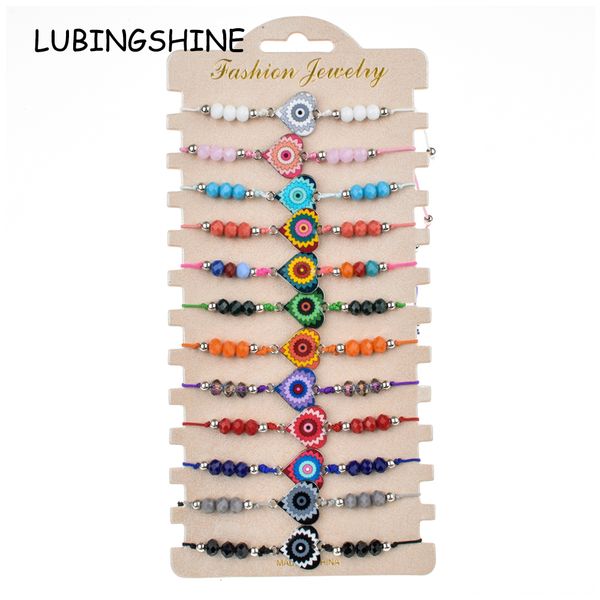 

boho 12pcs/set heart flower charms braided bracelet for women child crystal bead adjustable rope chain yoga anklet jewelry gift, Golden;silver