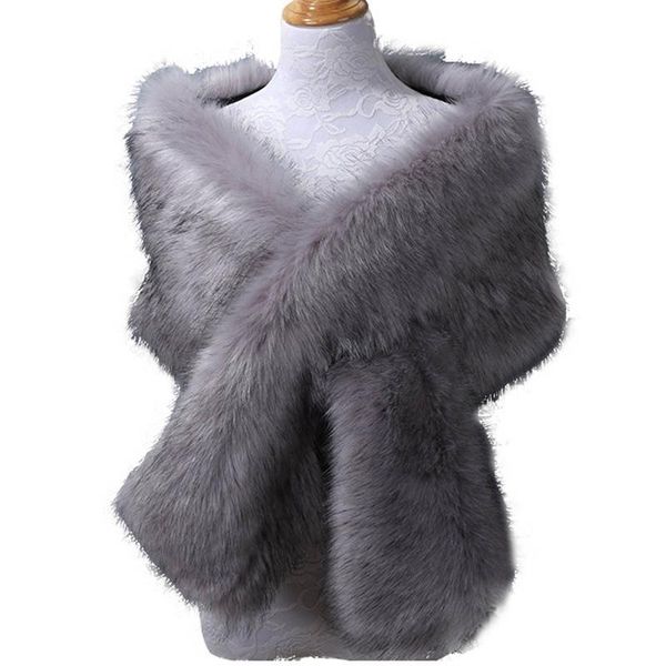 

fashion-faux fur winter scarf shawl women faux imitation rex rabbit fur scarver long wraps long hair for bride, Blue;gray