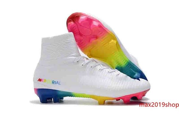 

белый красный радуга 100% оригинальные тренеры cr7 футбол бутсы mercurial superfly fg футбольные бутсы криштиану роналду дизайнер обуви