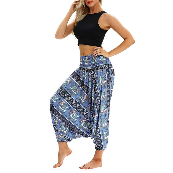 

men women casual bohemian loose yoga travel lounge festival beach print pants leggings sport women fitness, White;red