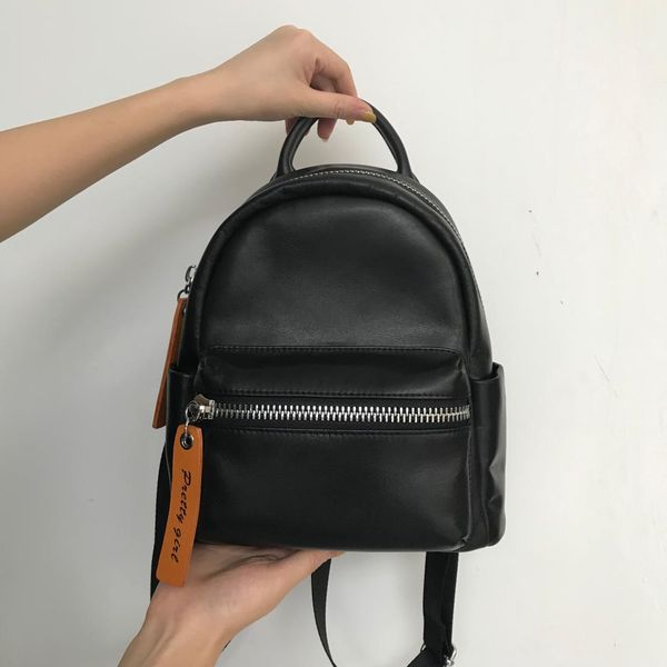 

kafunila genuine cow leather mini female backpack women real leather black lapschool bag for girls teenager mochila feminina