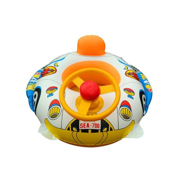 

portable inflatable baby swim ring sunshade baby float boat seat toddler raft with steering wheel and beep the horn