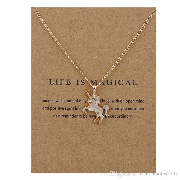 

unicorn dogeared necklace with card gold silver unicorn glaze horses pendant noble and delicate silver choker necklaces christmas gift