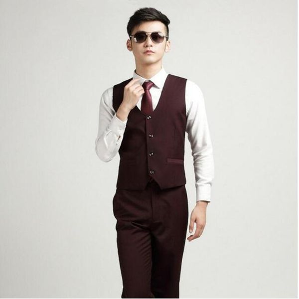 

new autumn fashion men's office formal business vests an wine red suit vest mens wedding suits groom vest gift, Black;white