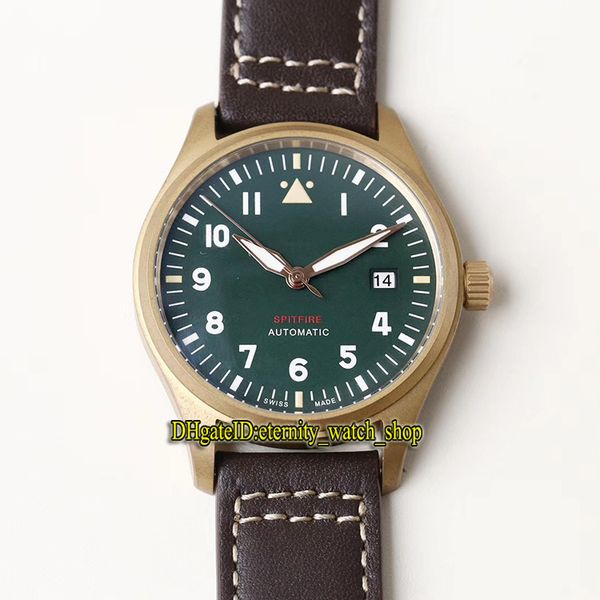 

топ-версия pilot's watches spitfire fighter series iw326802 светящийся зеленый циферблат swiss 2892 автоматические мужские часы бронзовый ко, Slivery;brown