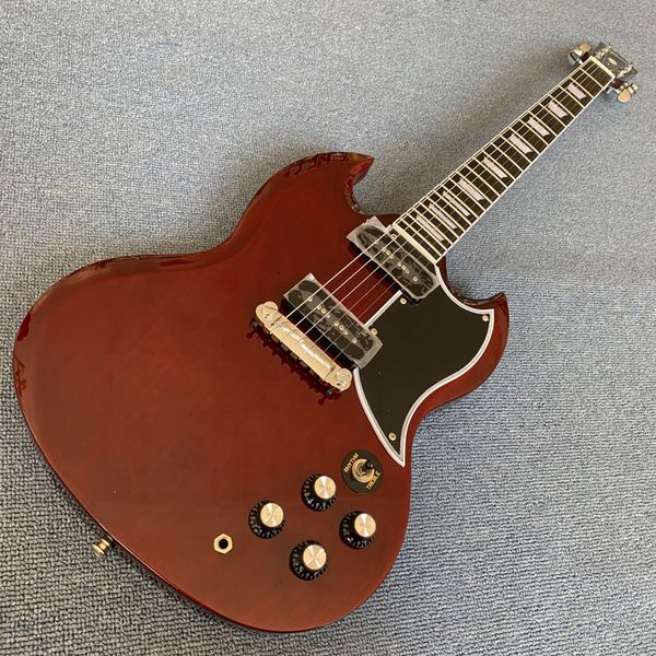 

New wine red g electric guitar olid mahogany ro e fingerboard p90 black pickup 1709