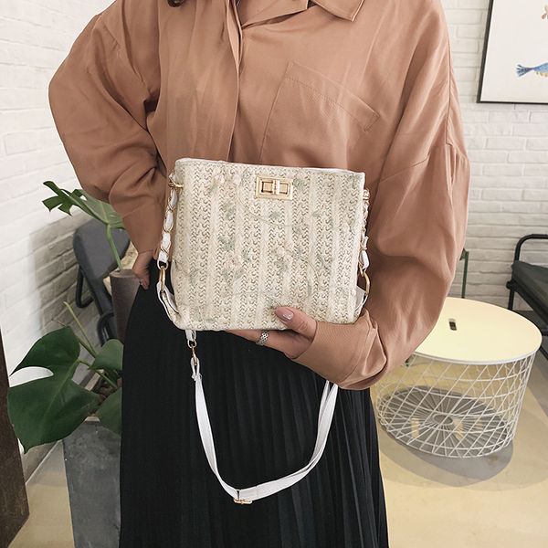 

сумочка лето женщины пляж девушки lace embroid солома ковш сумка мешковина закрылки сумка новая мода may9