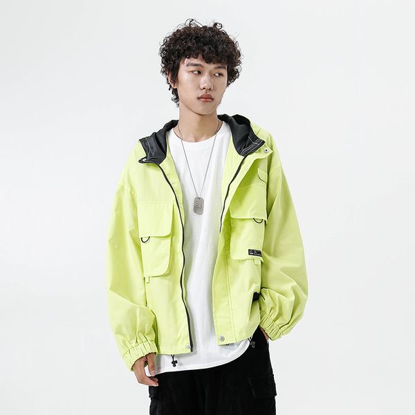 

yasword 2019 autumn new yellow black men hooded jackets man casual fashion coats brand clothing windbreaker, Black;brown