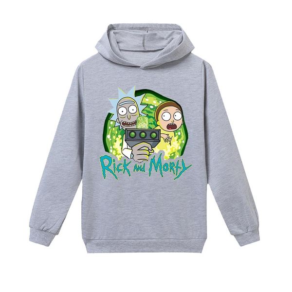 

2019 children's clothing rick and morty printed long sleeve hooded clothes for boys girls autumn spring school clothes, Black