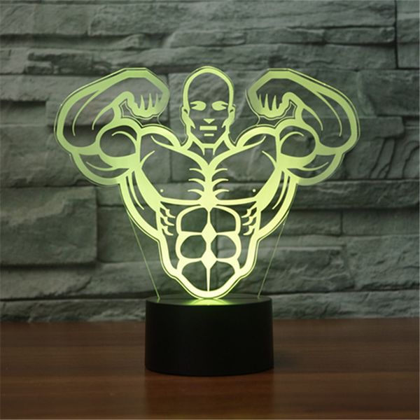 

seven neon]muscle ma shape acrylic 7colors desk lamp 3d lamp novelty gift led night light millennium falcon light