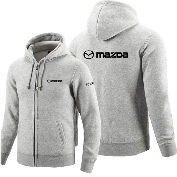 

men's hoodies & sweatshirts autumn winter male hoodie mazda zipper sweatshirt jacket coats fleece clothes, Black