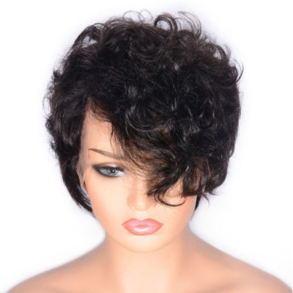 

малайзийские кудрявые парики фронта шнурка пре выщипанные волосяная линия парики человеческих волос 8 дюймов с волосами младенца, Black;brown