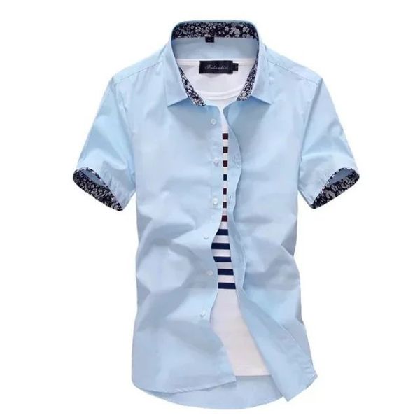 

2019 summer casual shirt casual color collar lapel polyester comfortable fashion shirt short sleeve sa-8, White;black