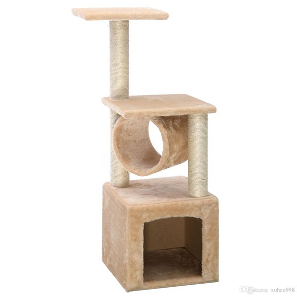 

deluxe 36" cat tree condo furniture play toy scratch post kitten pet house beige