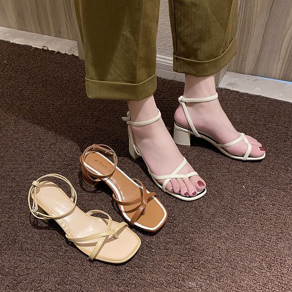 

flip flops platform beige heeled sandals all-match clear heels comfort shoes for women 2020 women's square toe and black