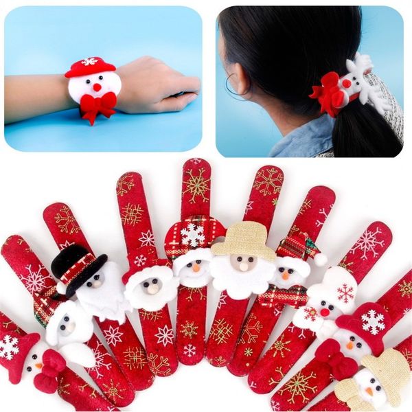 Natal pulseira pulseira flanela boneco de neve de santa slap wristhand sem luz xmas crianças festa brinquedos crianças brinquedos de natal venda por atacado