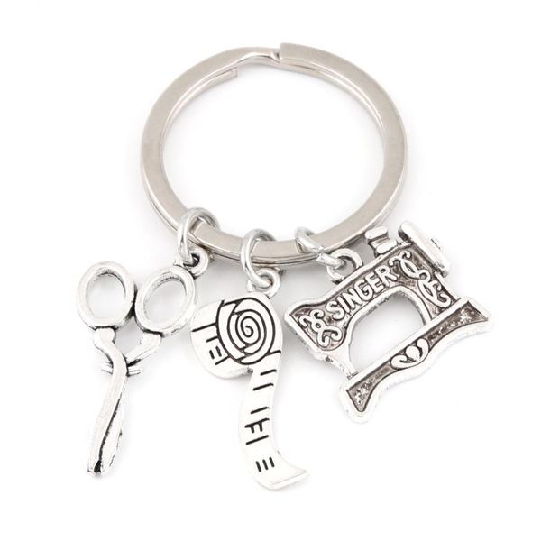 

древние серебряные ножницы линейка швейная машина стилист магазин одежды брелок творческий дизайнер брелок пара ювелирных изделий одежда пор, Slivery;golden