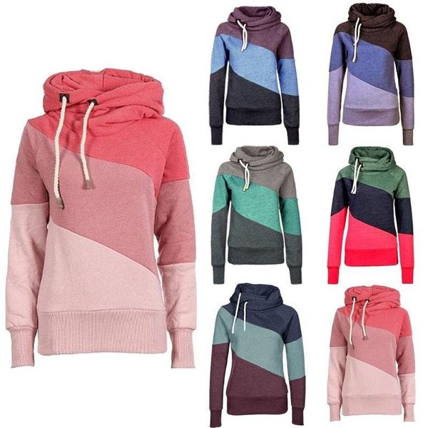 

women's color block pullover hoodies, Black