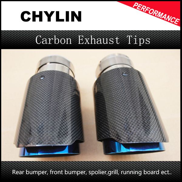 

2pcs ak car bright carbon fiber exhaust end pipes single muffler tips