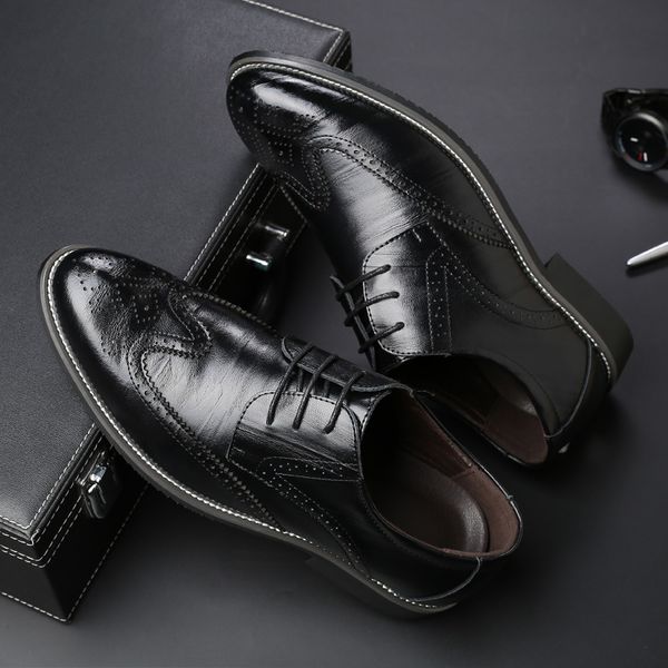 

2020 new mens shoes new brock large size casual dress business shoes genuine leather business casual shoes, Black