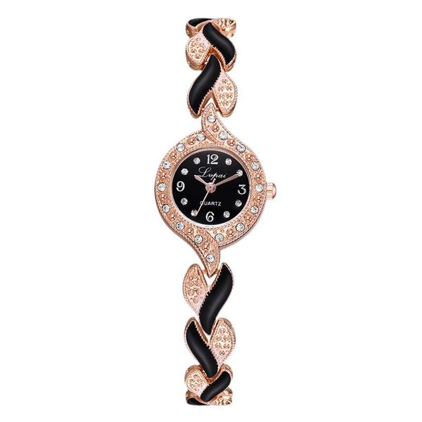 

black pink sliver grey white fashion retro watch diamond-studded alloy bracelet watch ladies new, Slivery;brown