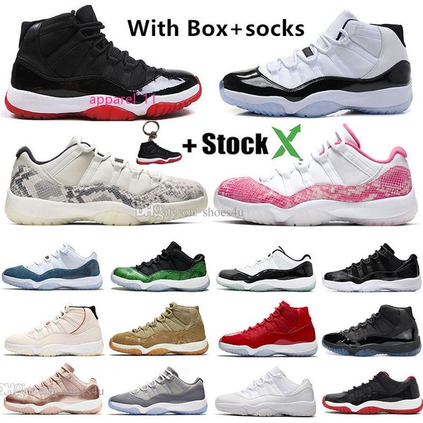 

new 2019 high bred 11 11s concord 45 space jam snakeskin mens basketball shoes gamma blue snake skin men sport designer sneakers trainers