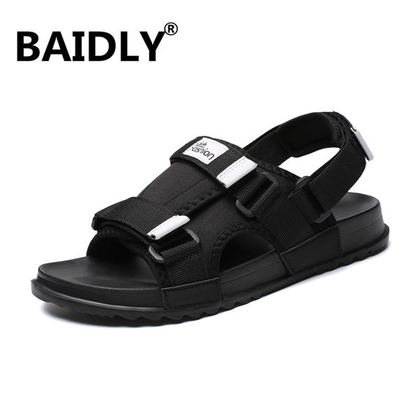 

summer men sandals gladiator beach shoes male camouflage slippers water flip flops sandalia masculina zapatos de hombre, Black