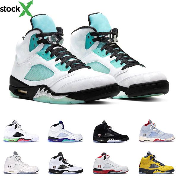 

5 5s mens basketball shoes island green white cement ice blue michigan metallic white olympic trainers jumpman baskets sports sneakers