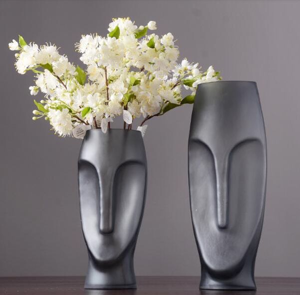 Grey Ceramic Vase Man Head Hand Made Flower Vase Home Decor Desktop Ceramic Vase For Dried Flowers Cheap Gold Vases Cheap Large Floor Vases From