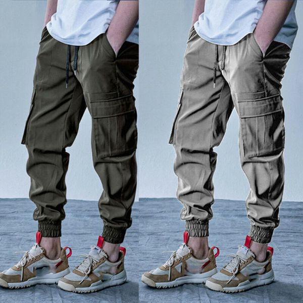 

meihuida men casual tactical cargo pants joggers harem hip hop style sweatpant sports running trousers street cool wear, Black