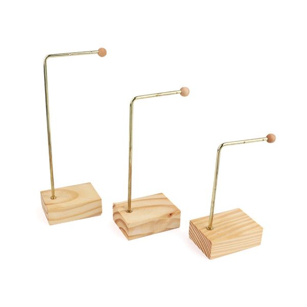 

brief solid wood metal earrings display holder jewelry showcase earrings three-piece rack, Pink;blue