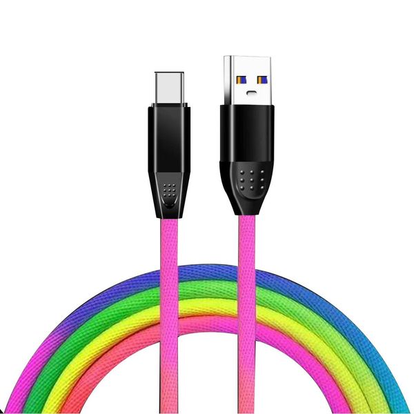 2020 Rainbow USB-кабель Тип C / Micro USB Зарядное устройство Адаптер свинца 2A Высокоскоростная зарядка Антикриддинг Разъем 1 м 3 фута для S10 10plus 10e S9