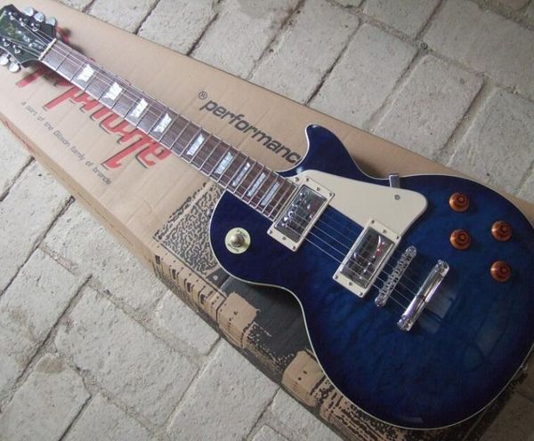 

lp standard electric guitar large pattern transparent blue, can be customized, ing