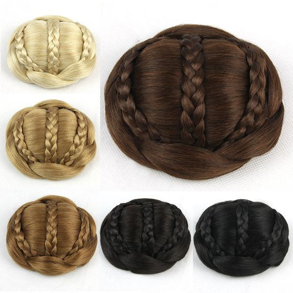 

new bride hair plait hair weaving bun high temperature silk bun professional wigs wholesale, Black