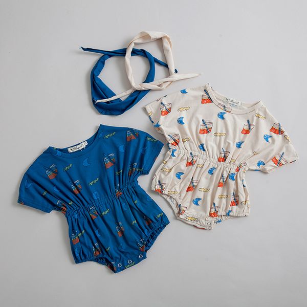 

Ins newborn baby romper 100% cotton Short Sleeve cartoon print Summer romper + headband girl kids 0-2T Baby & Kids Clothing