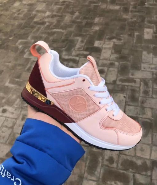 

new designer sneakers brand woman man shoes leather mesh mixed color trainer runner shoes size 36-41, Black;red
